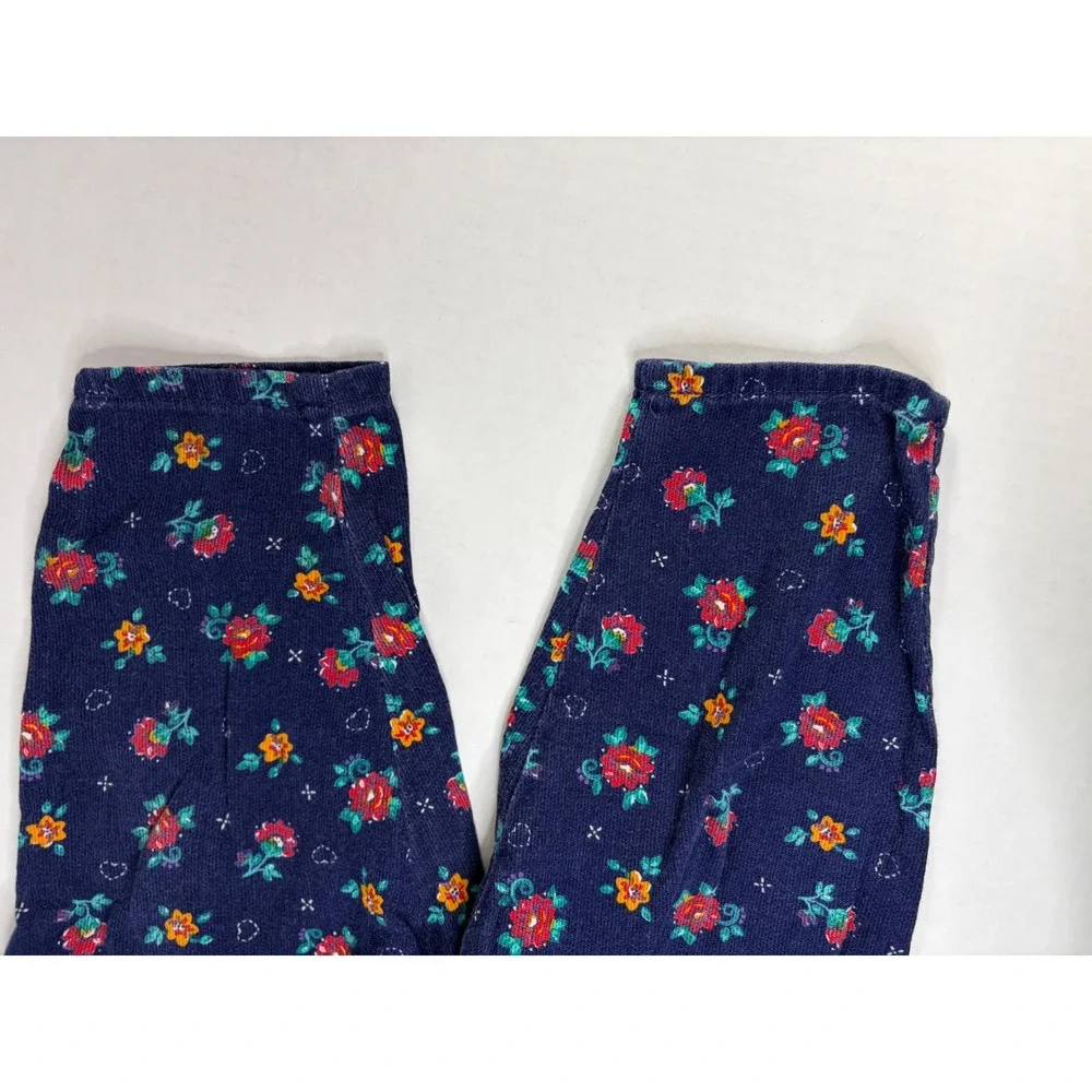 Vintage OshKosh Bgosh Girls Navy Floral Corduroy Overalls Vestbak Made in USA 3T